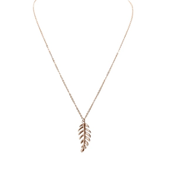 NWT Kinsley Armelle Laurel Leaf Drop Necklace Rose Gold Goddess Collection - Picture 1 of 2